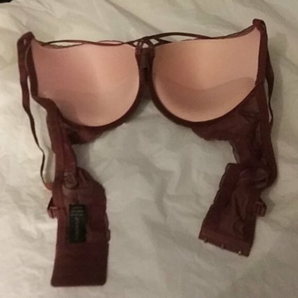 Youmita 40C Sable Mesh Push Up Bra w/Front Straps & XL Mesh Thong NWT - Picture 6 of 9